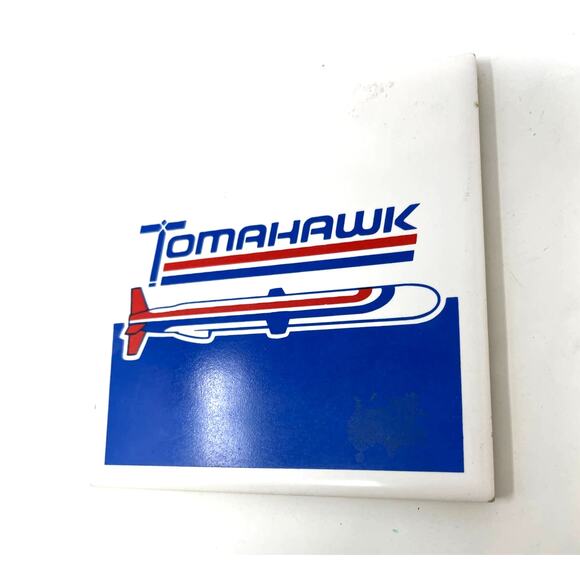 Vtg U.S Navy Tomahowk Missile Ceramic Tile Desk Trivet Accessory Paperweight - Picture 3 of 5